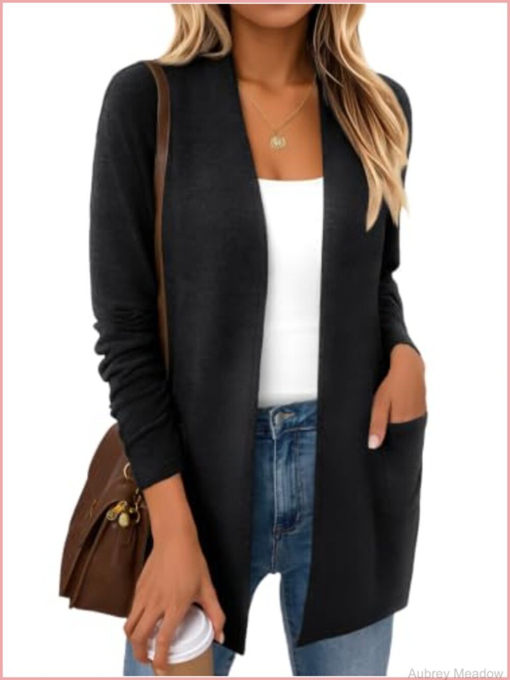 Lightweight Open Front Long Cardigan with Pockets Layering Fall